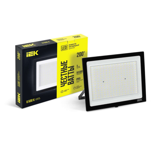 Прожектор СДО 06-200 светодиодный черный IP65 6500 K IEK
