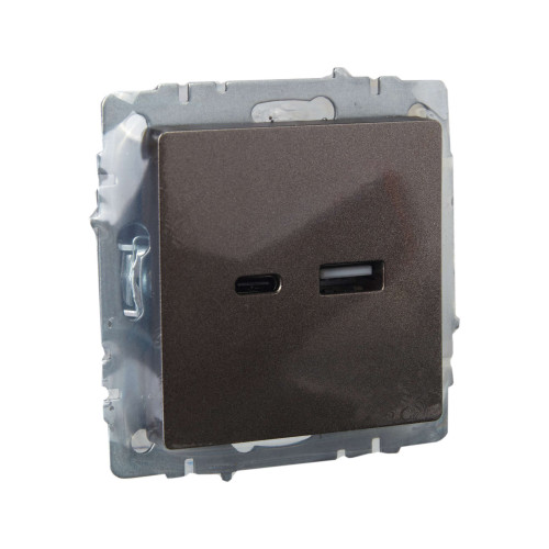 BRITE Розетка USB A+C 18Вт РЮ11-1-БрТБ темная бронза IEK