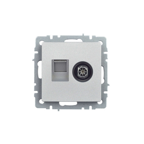 BRITE Розетка двойная TV+RJ45 кат.5E РТВ/РК12-БрА алюминий IEK