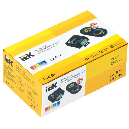 Контроллер с ПДУ радио RGB 3 канала 12В 4А 144Вт черный IEK