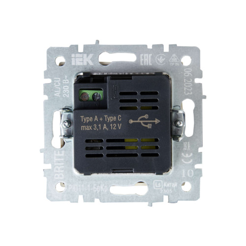 BRITE Розетка USB A+C 18Вт РЮ11-1-БрКр бежевый IEK