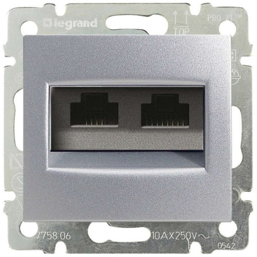 VALENA Розетка компьютерная двойная RJ45 категория 5ЕUTP алюминий