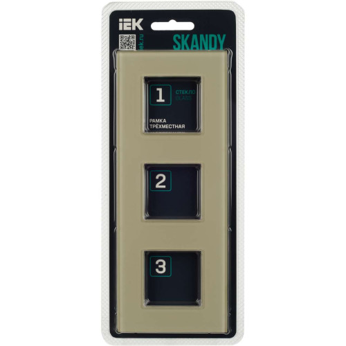 SKANDY Рамка 3-местная SK-F23B стекло беж. IEK