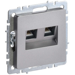 BRITE Розетка компьютерная двойная RJ45 кат.5E РК10-2-БрС сталь IEK