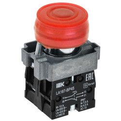 Кнопка управления LA167-BP45 d=22мм 1NO+1NC красная IEK