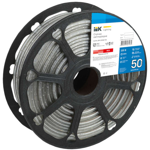 Лента светодиодная ALFA LSR-22060-06 (2835х60шт 4,8Вт/м) IP67 220В 50м красный UA IEK