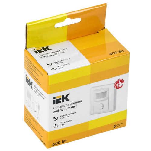 Датчик движения ДД-029 600Вт 120град 9м IP20 белый IEK