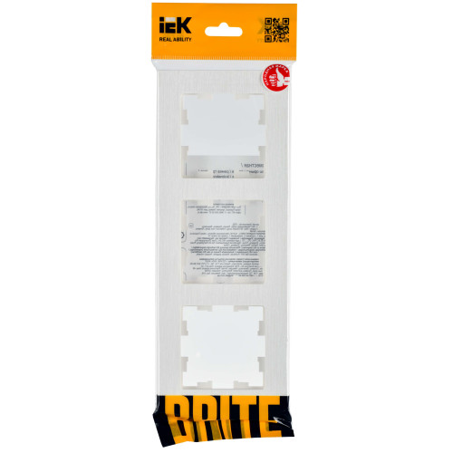 BRITE Рамка 3-местная РУ-3-Бр белый рифленый IEK