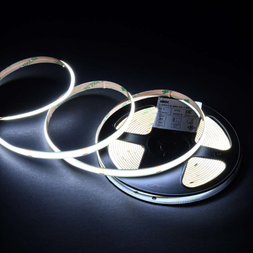 Лента светодиодная 5м COB 480LED/м 11Вт/м IP20 ширина 8мм 24В холодный белый IEK