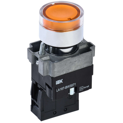 Кнопка управления LA167-BW3571 d=22мм RC 1NO с подсветкой желтая IEK