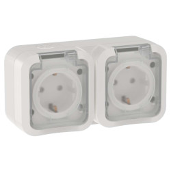 TORS Розетка 2-местная горизонтальная 16А IP55 TS322 белый IEK
