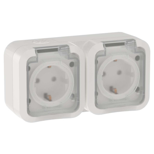 TORS Розетка 2-местная горизонтальная 16А IP55 TS322 белый IEK