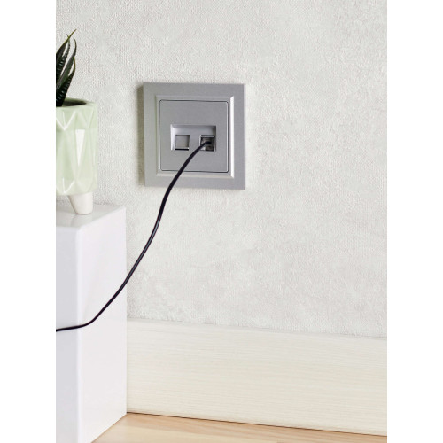 BRITE Розетка двойная RJ11+RJ45 кат.5E РК/Т12-БрА алюминий IEK