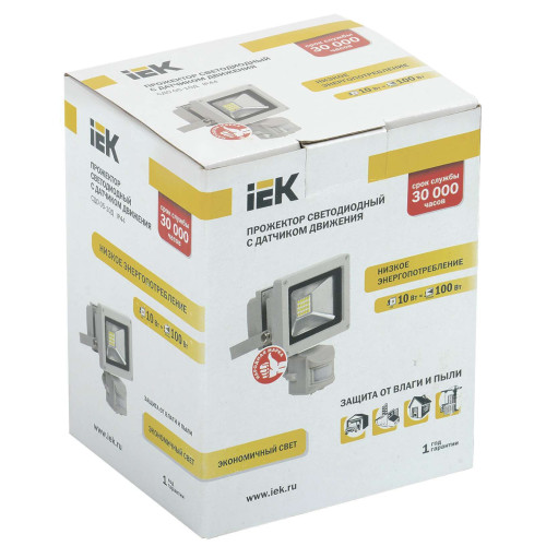 Прожектор светодиодный СДО 05-10Д (детектор) SMD IP44 серый IEK