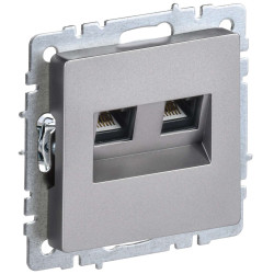 BRITE Розетка компьютерная двойная RJ45 кат.6 РК11-2-БрС сталь IEK