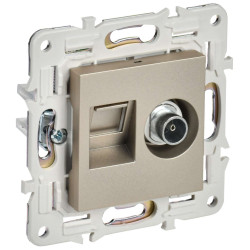 SKANDY Розетка двойная TV+RJ45 кат.6 SK-A15Sh шампань IEK