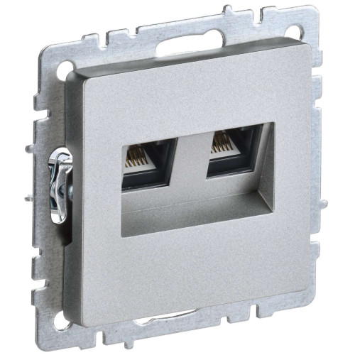 BRITE Розетка двойная RJ11+RJ45 кат.5E РК/Т12-БрА алюминий IEK