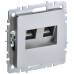 BRITE Розетка двойная RJ11+RJ45 кат.5E РК/Т12-БрА алюминий IEK
