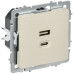 BRITE Розетка USB A+C 45Вт высокоскоростная зарядка РЮ11-2-БрКр бежевый IEK BRITE Розетка USB A+C 45Вт высокоскоростная зарядка РЮ11-2-БрКр бежевый IEK